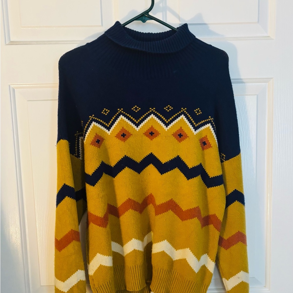 Modcloth Navy and Mustard Knit Sweater